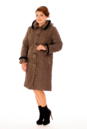 Женское пальто из текстиля с капюшоном, отделка норка 8010216