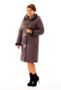 Женское пальто из текстиля с капюшоном, отделка норка 8010220