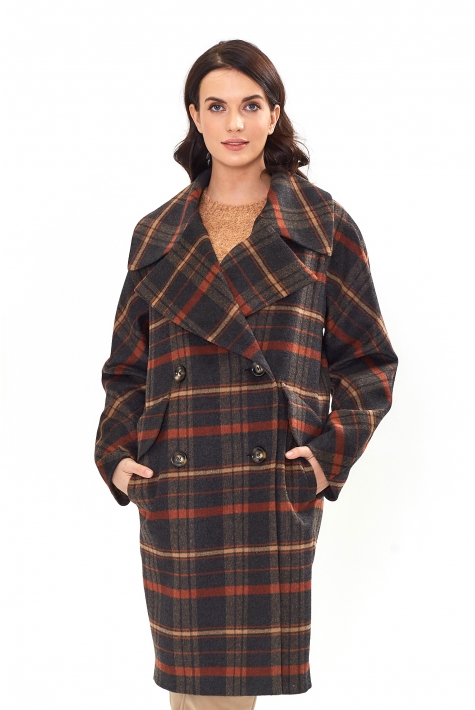 Женское пальто из текстиля с воротником 8015886
