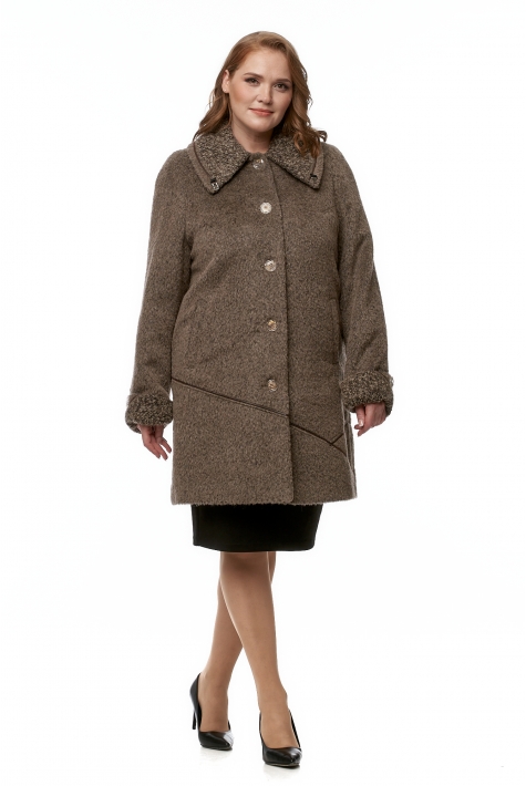 Женское пальто из текстиля с воротником 8017926