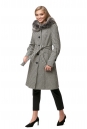 Женское пальто из текстиля с капюшоном, отделка песец 8017969-2