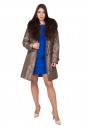 Женское пальто из текстиля с воротником, отделка енот 8021630