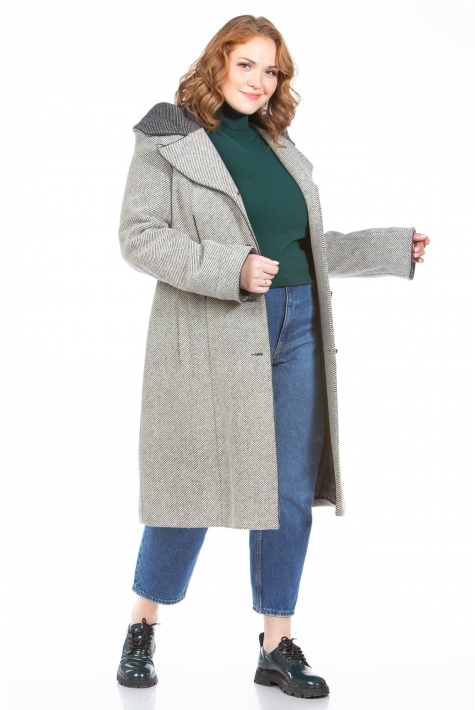 Женское пальто из текстиля с капюшоном 8022901