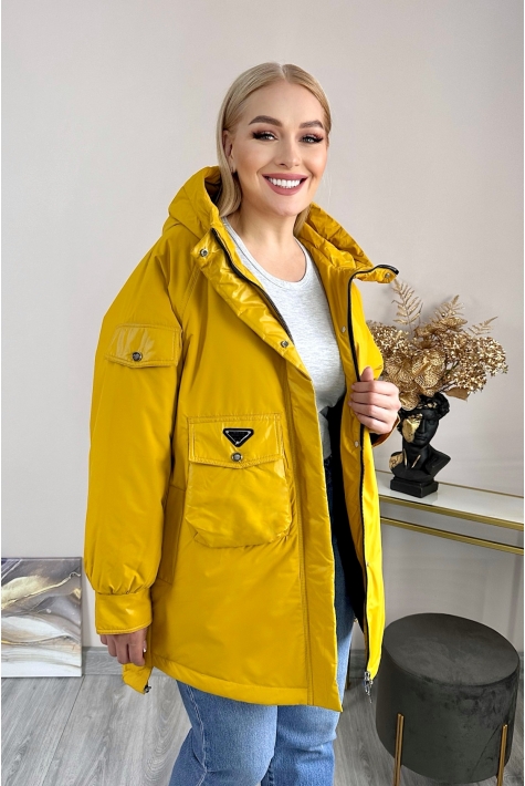Женское пальто из текстиля с капюшоном 8024101